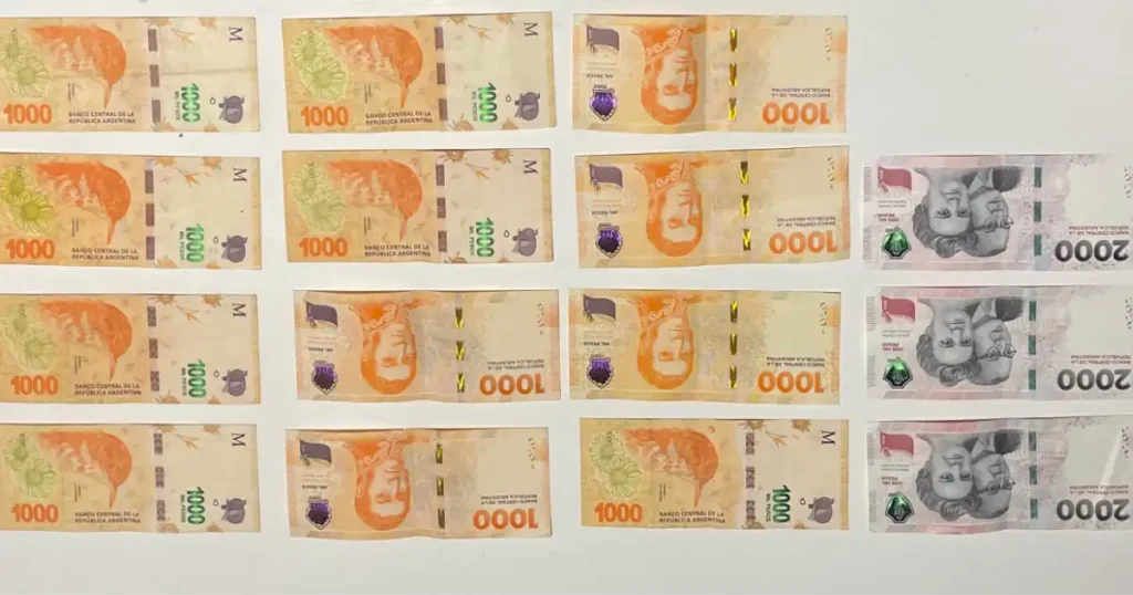 Argentinian Pesos about 40 dollars US worth