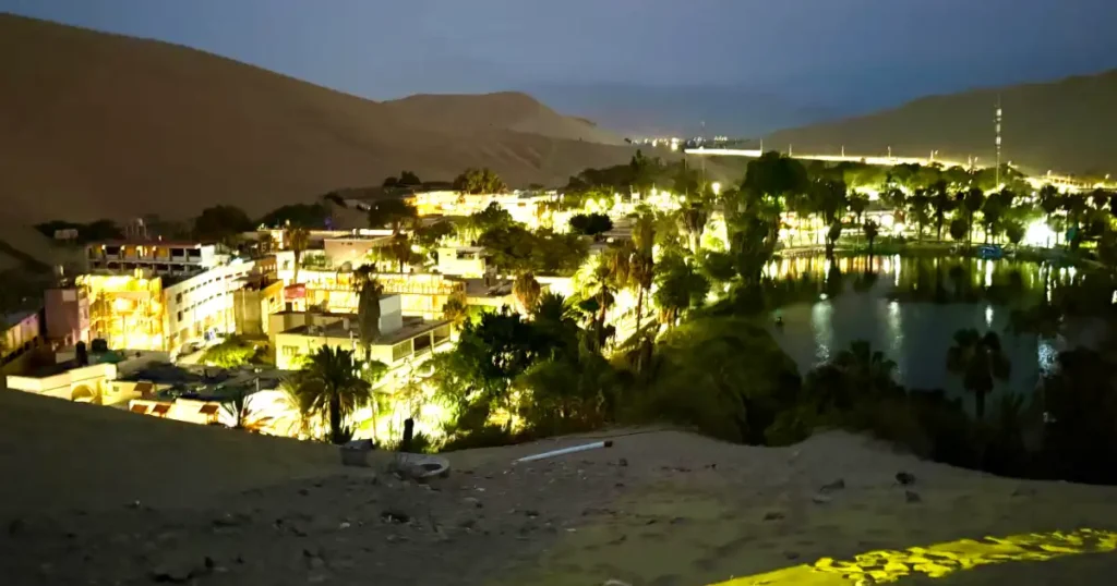 Huacachina view from dunes at night