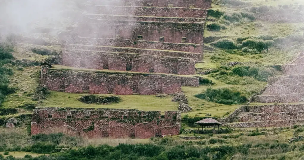 Inca runins on the hillside of the Sacred Valley