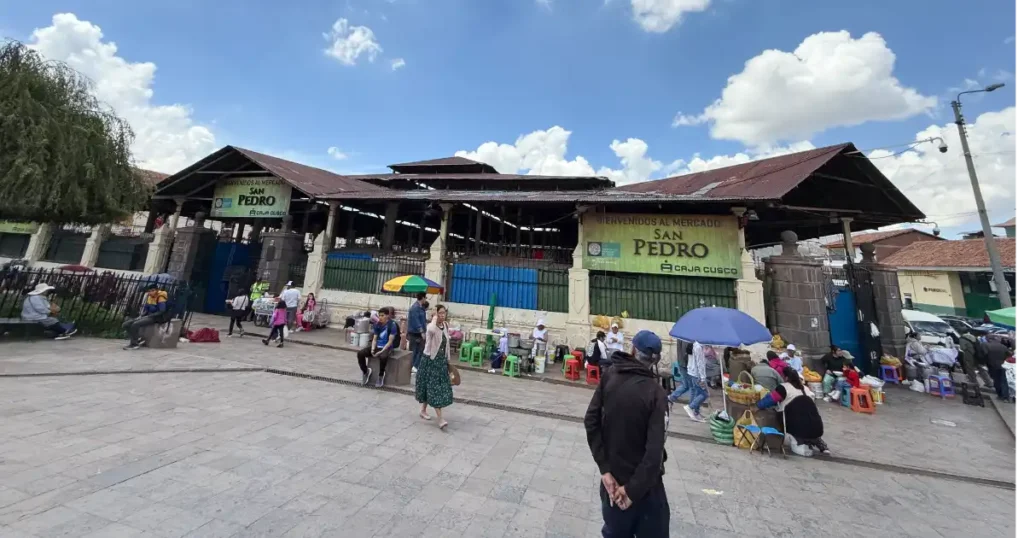 San Pedro Market in Cusco street view in daytime