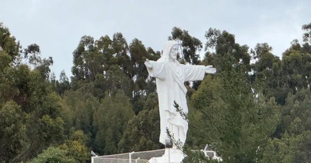 View of Christ statue overlooking Cusco