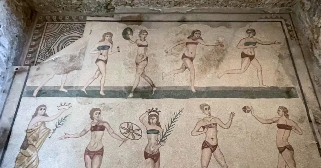 Moasic tile bath house at Villa Romano in Sicily