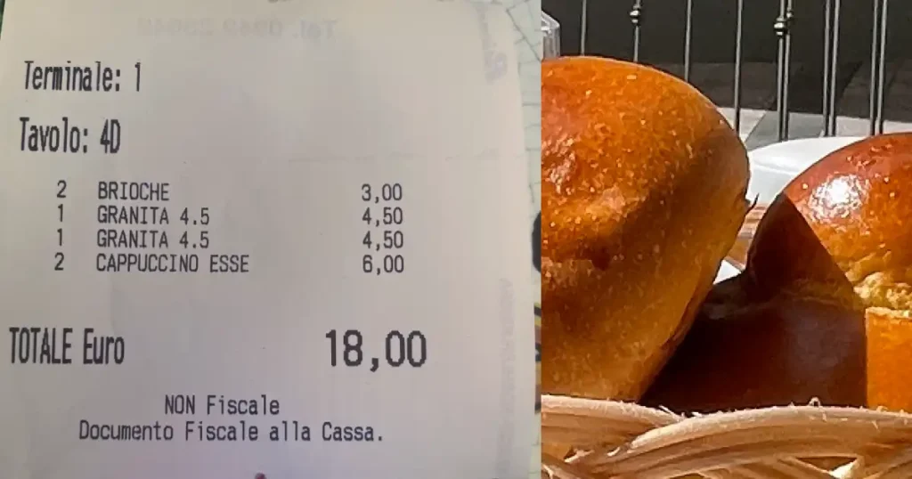 Receipt from Taormina with Brioche