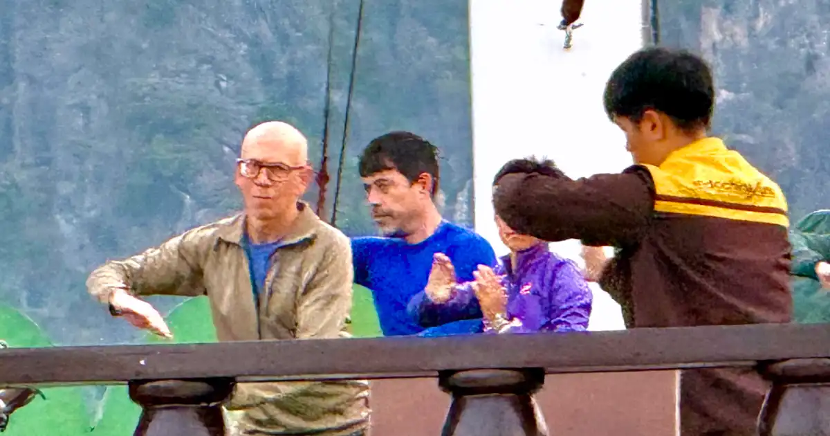 Tai Chi in the morning on board the Dragon Legend